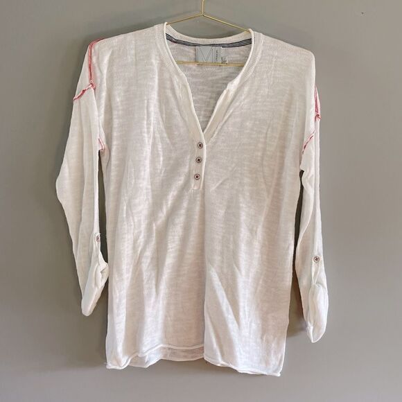 M by Michael Stars White Sheer Tunic Sweater || SZ 2 || White - Picture 1 of 7